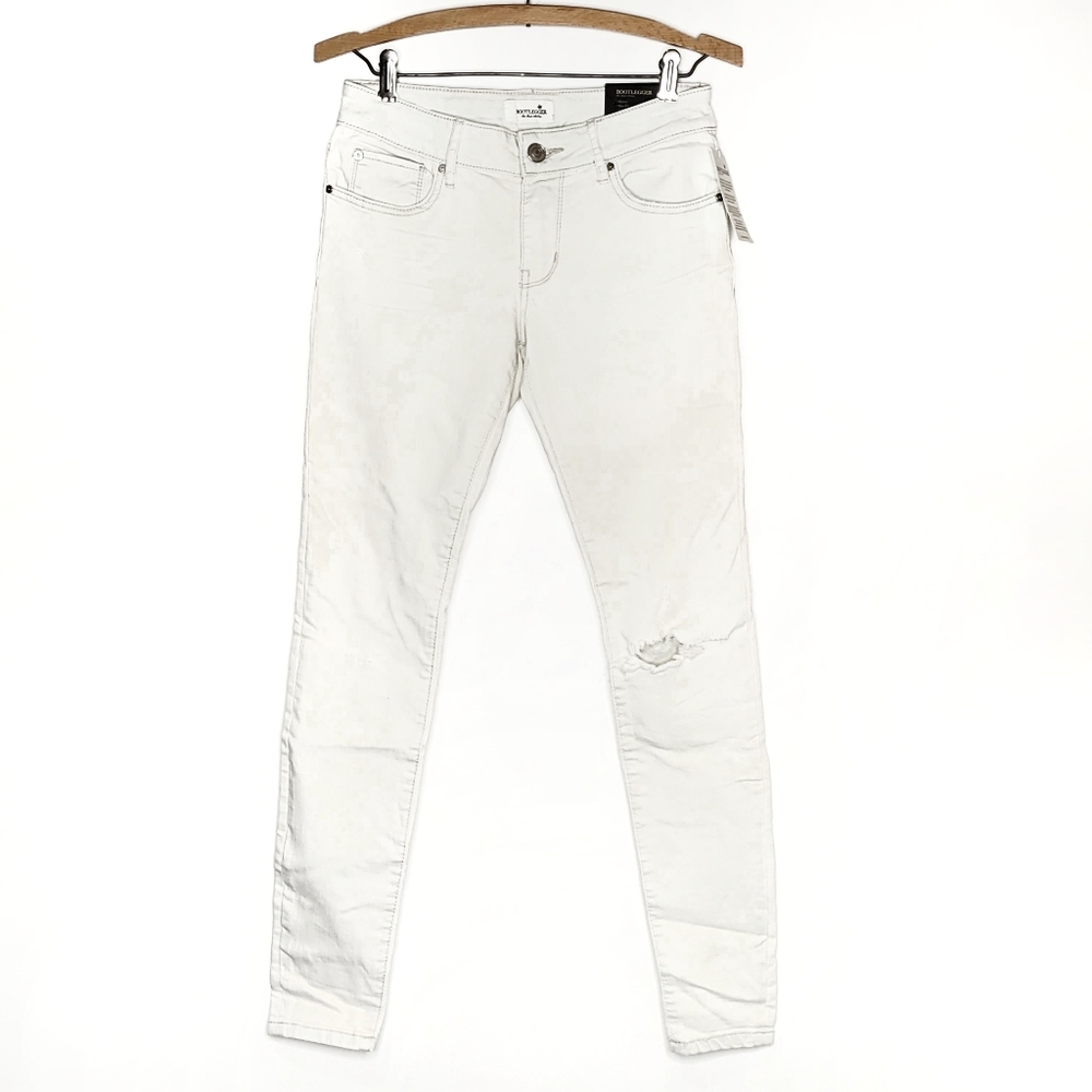 Bootlegger | The Real McCoy Mid Rise Distressed Skinny Jeans US 26 White